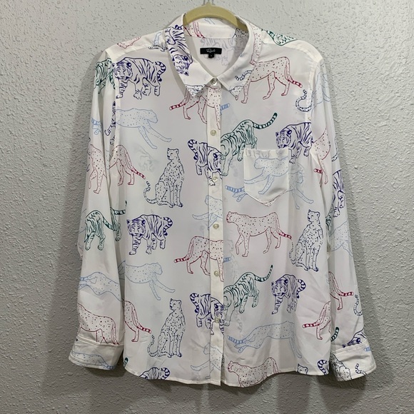 Rails “Kate Shirt Jewel Wildcats” 100% Silk Button Up L/S Blouse size L - Picture 1 of 16